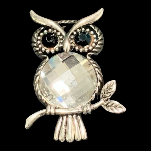 Vintage Rhinestones Brooch Rare Whimsical Owl Pin Brooch Women’s Costume Jewelry - Picture 2 of 4